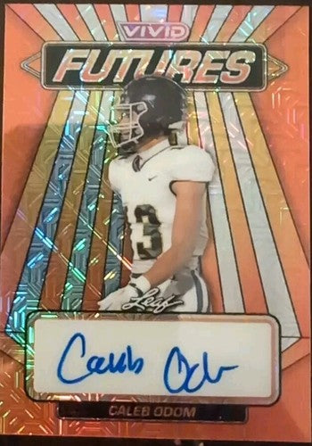 CALEB ODOM 2024 Leaf Vivid Futures AUTO Orange Mojo SP #3/3 Alabama Crimson Tide