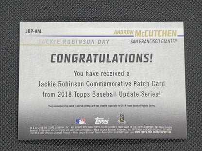 ANDREW McCUTCHEN 2018 Topps Update Series JACKIE ROBINSON DAY PATCH Blue SP #/50