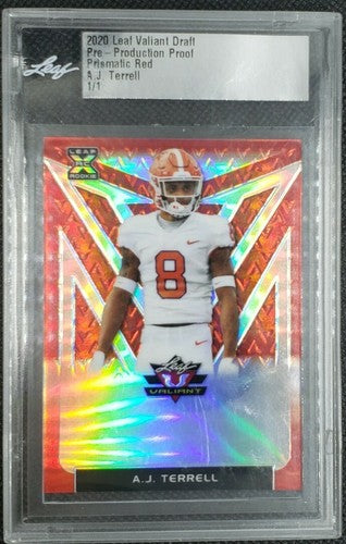 A. J. TERRELL 2020 Leaf Valiant Draft Red PRE-PRODUCTION PROOF SP #1/1 AJ One of