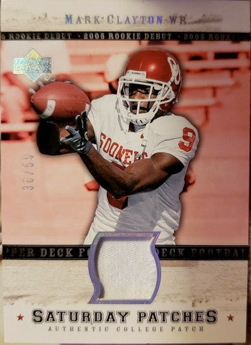 MARK CLAYTON 2005 UD Rookie Debut Game Used Worn Jersey PATCH SP #/50 Ravens RC