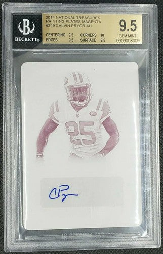 CALVIN PRYOR 2014 National Treasures DUAL AUTO PRINTING PLATE #1/1 BGS 9.5 Jets