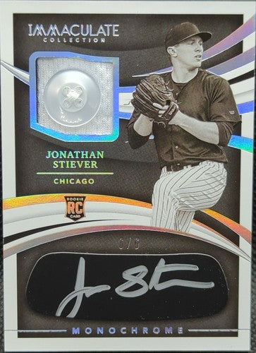 JONATHAN STIEVER 2021 Panini Immaculate DUAL Eye Black AUTO BUTTON PATCH SP #6/6