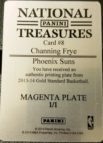 CHANNING FRYE 2013-14 Panini Gold Standard PRINTING PLATE #1/1 Cavs Knicks Suns
