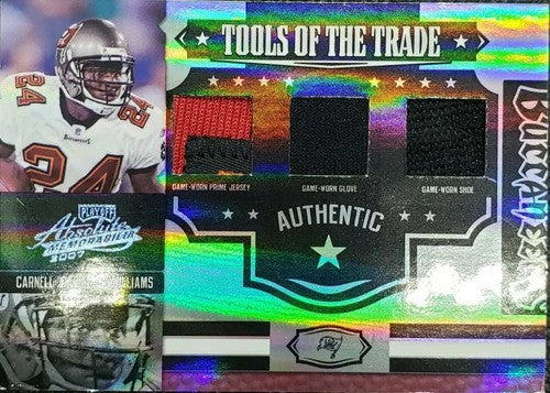 CARNELL WILLIAMS 2007 Absolute Spectrum TRIPLE SHOE GLOVE JERSEY PATCH SP #1/5