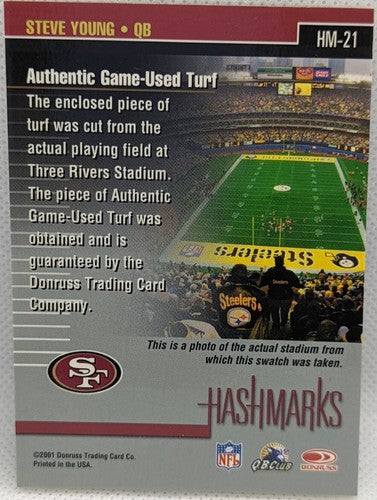 STEVE YOUNG 2001 Donruss Classics Hashmarks Game Used Grass TURF PATCH 49ers SP