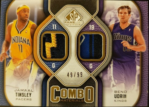 Beno UDRIH Jamaal TINSLEY 2009-10 SP Game Used DUAL LAUNDRY TAG Jersey PATCH