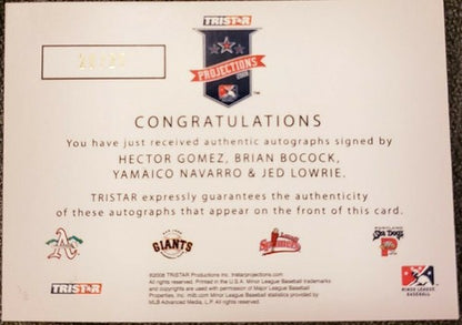 Jed LOWRIE Hector GOMEZ Brian BOCOCK NAVARRO 2008 PROjections Red QUAD AUTO #/25