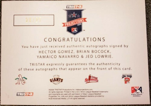 Jed LOWRIE Hector GOMEZ Brian BOCOCK NAVARRO 2008 PROjections Red QUAD AUTO #/25
