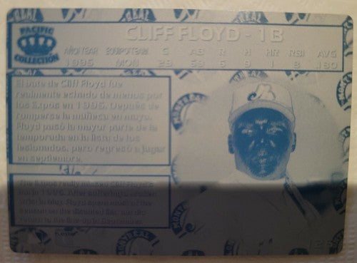 CLIFF FLOYD  1996 Pacific Crown Collection 1/1 PRINTING PLATE Expos Marlins SP