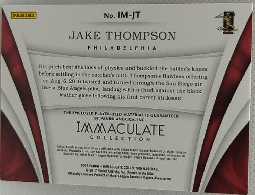 JAKE THOMPSON 2017 Panini Immaculate 5 Jersey Letter Number PATCH #/49 Phillies