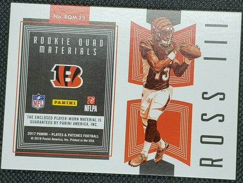 JOHN ROSS III 2017 Panini Plates & Patches RC QUAD Jersey PATCH SP #/50 Bengals