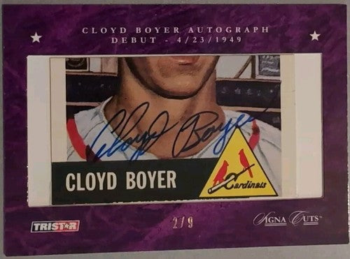 CLOYD BOYER 2008 TriStar SignaCuts Archives Buyback AUTO #/9 Cardinals Athletics