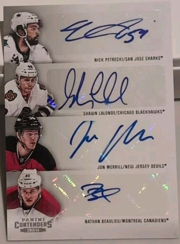 Nathan BEAULIEU PETRECKI Jon MERRILL LALONDE 2013-14 Panini Contenders QUAD AUTO