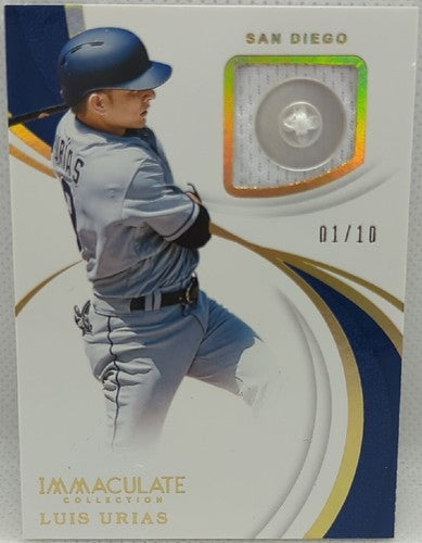 LUIS URIAS 2019 Panini Immaculate Jersey BUTTON PATCH GOLD SP #01/10 Padres A's