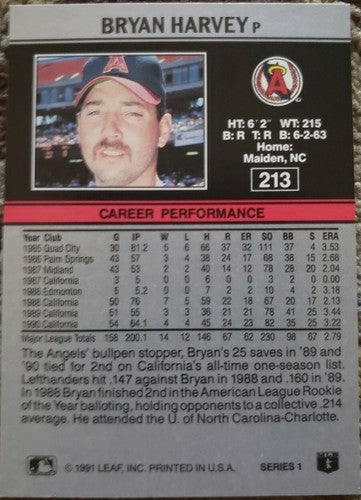 BRYAN HARVEY 2013 Leaf Memories Buy Backs 1991 Buybacks RED SP #1/1 of 1 Angels