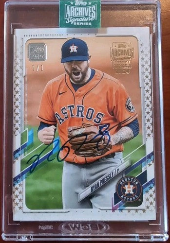 RYAN PRESSLY 2024 Topps Archives Signature 2021 Gold Stars AUTO SP 1/1 Astros of