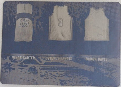 Vince CARTER Steve FRANCIS Baron DAVIS 2020 TRIPLE JERSEY PRINTING PLATE SP #1/1