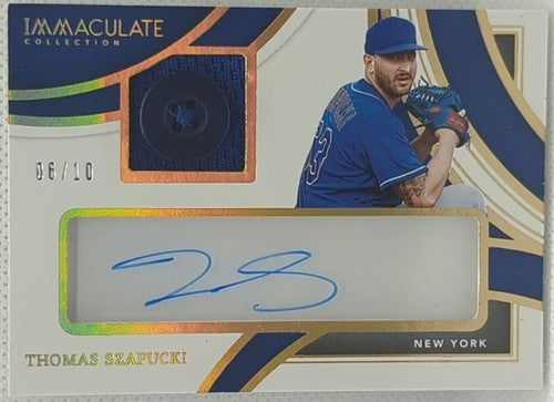 THOMAS SZAPUCKI 2022 Panini Immaculate DUAL AUTO Jersey BUTTON PATCH SP /10 Mets