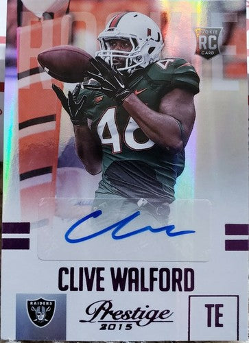 CLIVE WALFORD 2015 Panini Prestige RC AUTO SP #/100 Oakland Raiders Miami #218
