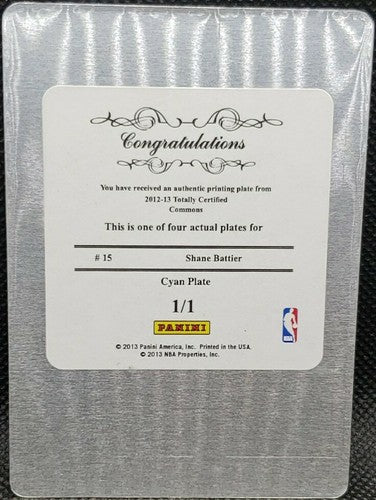 SHANE BATTIER 2012-13 Panini Totally Certified PRINTING PLATE SP 1/1 Heat One of