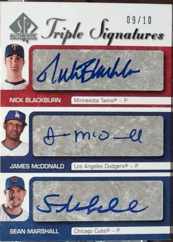Sean MARSHALL Nick BLACKBURN James McDONALD 2009 SP Authentic TRIPLE RC AUTO /10