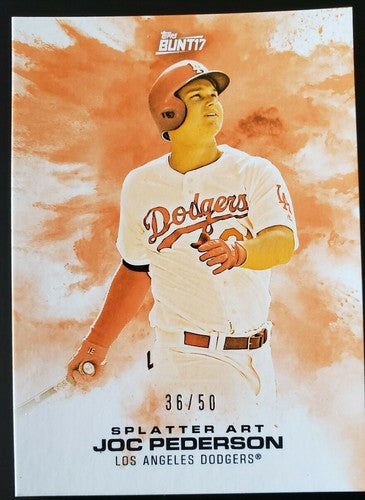 JOC PEDERSON 2017 Topps Bunt Physical Splatter Art Redemption Orange /50 Dodgers