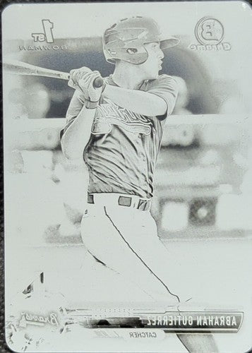 ABRAHAN GUTIERREZ 2017 Topps Bowman Chrome Mini PRINTING PLATE 1/1 Braves One of