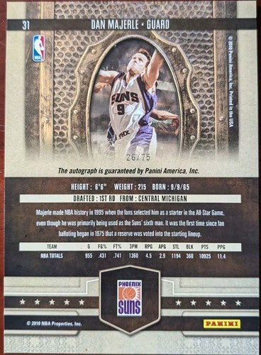 DAN MAJERLE 2009-10 Panini Court Kings 5x7 Box Topper AUTO SP /75 Suns Heat Cavs