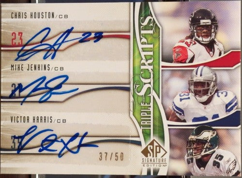 Mike JENKINS Victor HARRIS Chris HOUSTON 2009 SP Signature Triple Scripts AUTO #