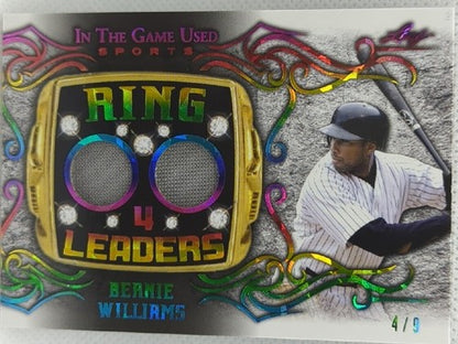 BERNIE WILLIAMS 2022 Leaf In The Game Used DUAL Worn JERSEY RAINBOW #4/9 Yankees