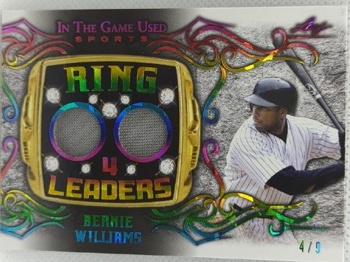 BERNIE WILLIAMS 2022 Leaf In The Game Used DUAL Worn JERSEY RAINBOW #4/9 Yankees
