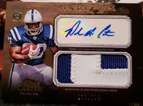 DELONE CARTER 2011 Topps Inception Dual Jumbo Jersey Patch AUTO SP #/599 Colts