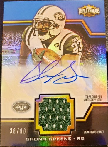SHONN GREENE 2011 Topps Triple Threads Unity DUAL AUTO JERSEY Relic SP #/90 Jets