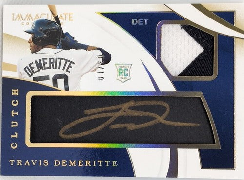 TRAVIS DEMERITTE 2020 Panini Immaculate Clutch AUTO Jersey PATCH Gold /10 Tigers
