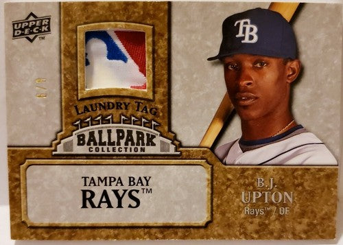 B.J. UPTON JR 2009 Ballpark Jersey LAUNDRY TAG LOGOMAN Logo Patch #6/8 Melvin BJ