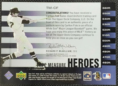 CARLTON FISK 2002 Upper Deck Piece Of History GAME WORN USED JERSEY Relic SP Sox