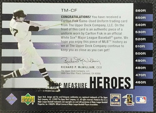CARLTON FISK 2002 Upper Deck Piece Of History GAME WORN USED JERSEY Relic SP Sox