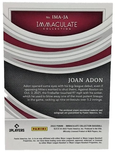 JOAN ADON 2022 Panini Immaculate AUTO Jersey LAUNDRY TAG PATCH Pink /8 Nationals
