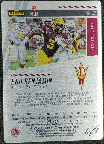 ENO BENJAMIN 2020 Chronicles Draft Picks Prestige PRINTING PLATE #1/1 Cardinals