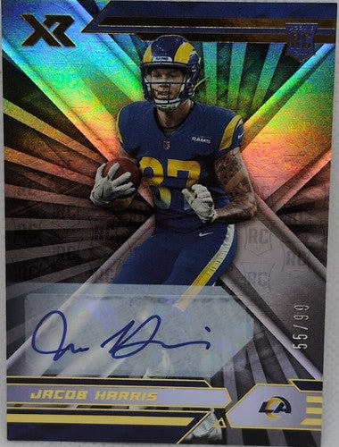 JACOB HARRIS 2021 Panini XR Silver RC AUTO SP #55/99 Rams Jaguars Eagles #185