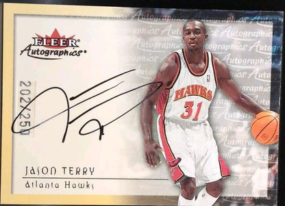 JASON TERRY 2000-01 Fleer Tradition Autographics AUTO Silver SP #/250 Hawks Mavs