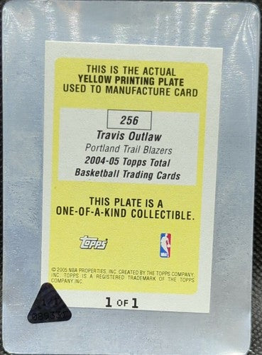 TRAVIS OUTLAW 2004-05 Topps Total PRINTING PLATE Back #1/1 Trail Blazers One of