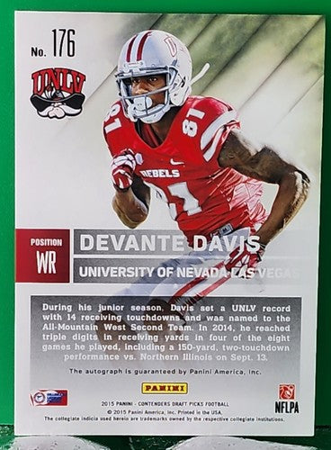 DEVANTE DAVIS 2015 Panini Contenders Draft Picks RC Red Foil AUTO Eagles UNLV SP