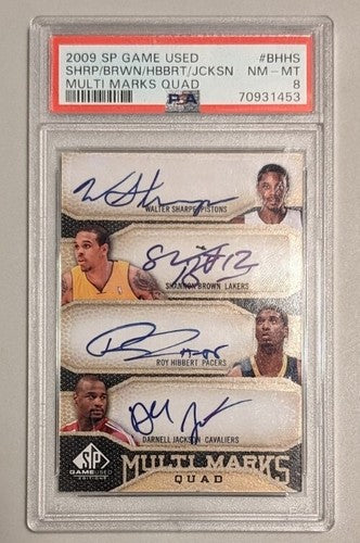 Roy HIBBERT Shannon BROWN SHARPE JACKSON 2009-10 SP Game Used QUAD AUTO #/99 PSA