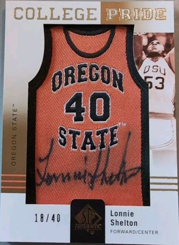 LONNIE SHELTON 2011-12 SP Authentic AUTO FABRIC OSU JERSEY PATCH #18/40 Beavers