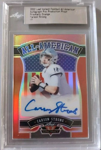 CARSON STRONG 2022 Leaf Valiant Pre-Production PROOF AUTO #1/1 Eagles Cardinals
