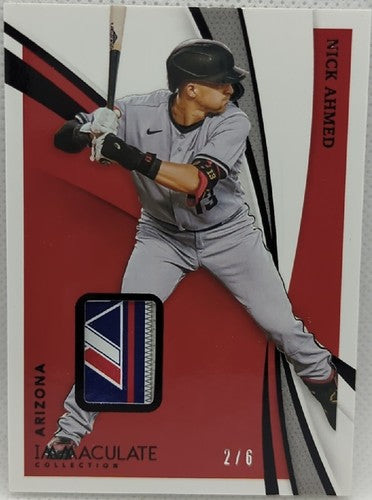 NICK AHMED 2021 Panini Immaculate Batting Glove Jersey LAUNDRY TAG LOGO PATCH /6