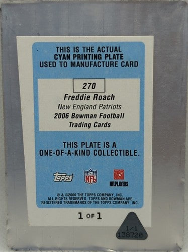 FREDDIE ROACH 2006 Topps Bowman RC PRINTING PLATE SP 1/1 Patriots Alabama One of