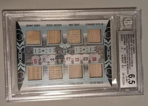 Mike TROUT Ronald ACUNA  Reggie JACKSON Johnny BENCH 2021 Lumber 8 BAT PATCH BGS