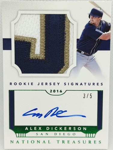 ALEX DICKERSON 2016 Panini National Treasures AUTO JUMBO Jersey LETTER PATCH #/5